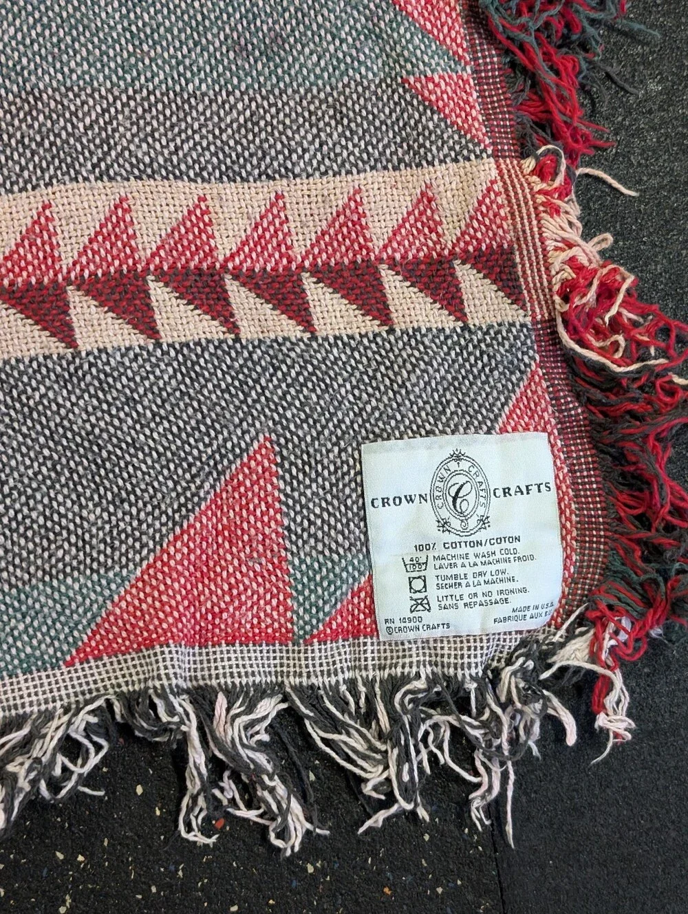 Vintage Crown Craft Aztec Southwest Throw Blanket 5'x4' Made in USA